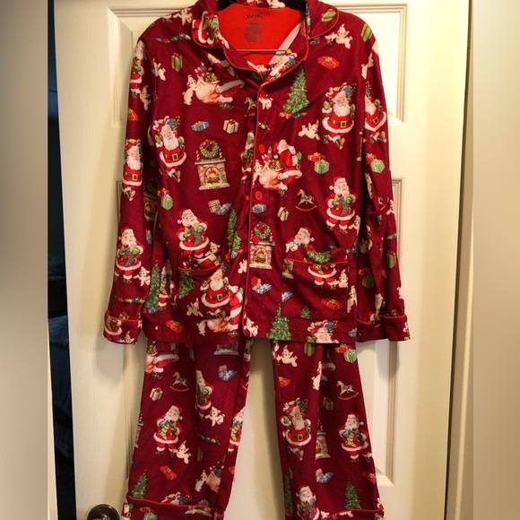 Vtg. Nick & Nora Festive Red Kids Pajamas Size 14 - Picture 1 of 10